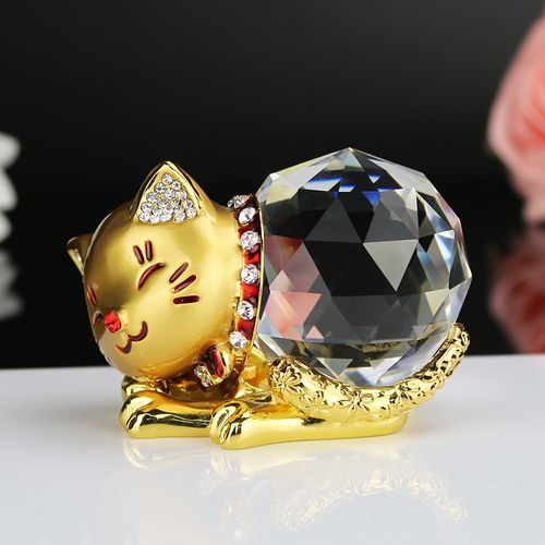 厂家直销合金水晶猫镶钻汽车摆件，点亮爱车内饰的量礼品